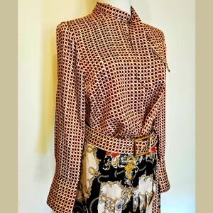 ZARA Print Blouse with Bow